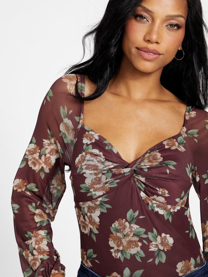 Simply Perfect WT1146 Warner's Mesh Bodysuit with Floral