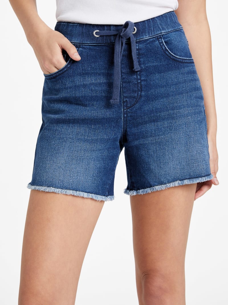 Tanya High Rise Drawstring Denim Shorts GUESS Factory