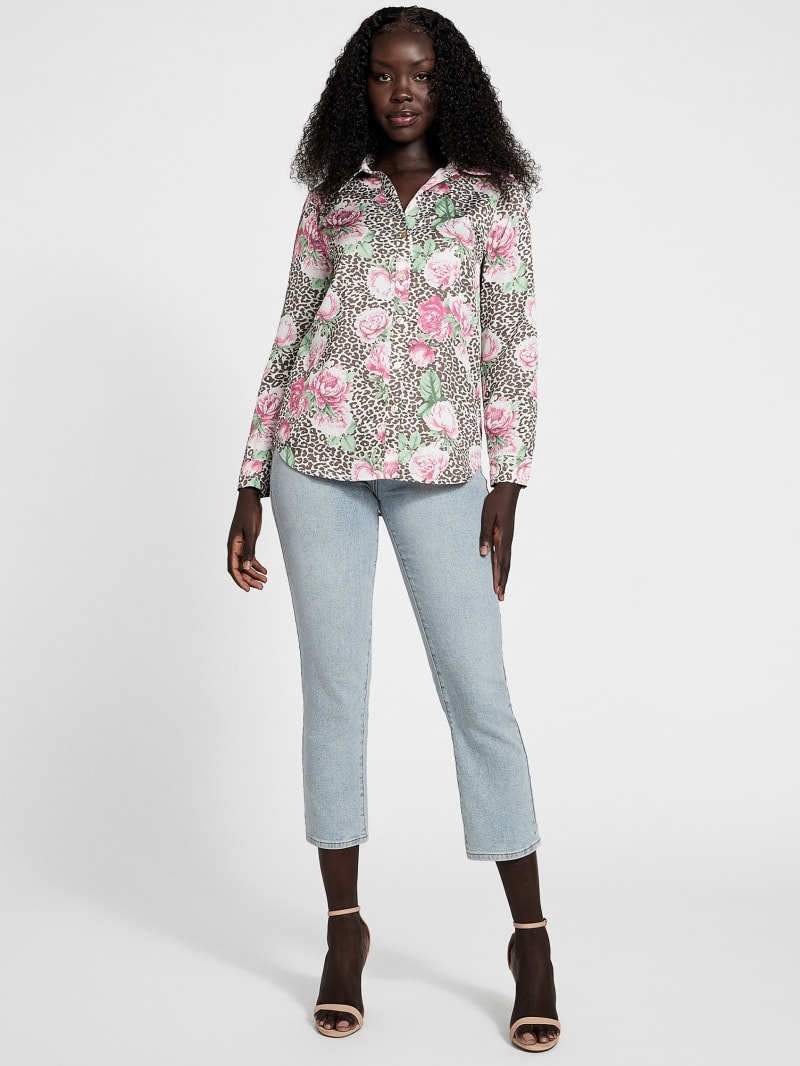 Vianca Printed Satin Shirt | GUESS Factory