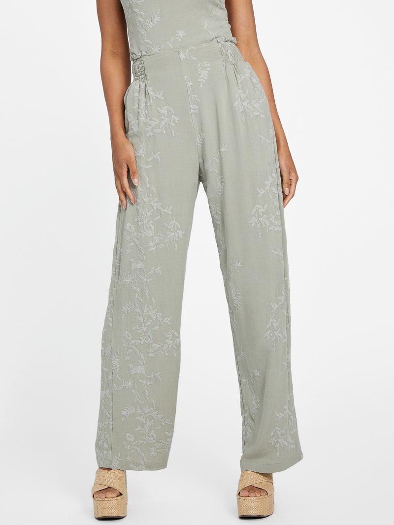 Naime Embroidered Linen Pants | GUESS Factory Ca