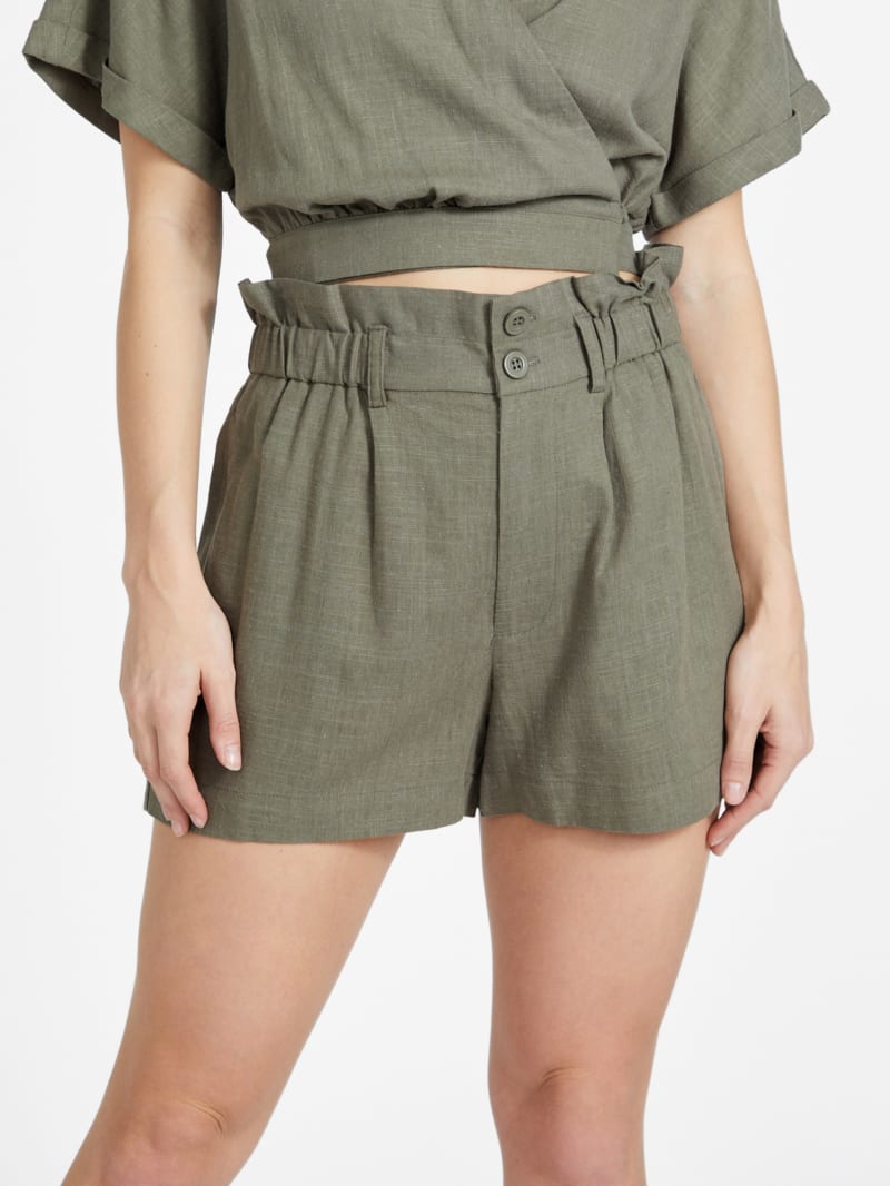 Harly Linen-Blend Paperbag Shorts