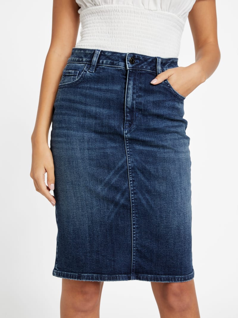 Factory Eco Tea Midi Denim Skirt Blue 25