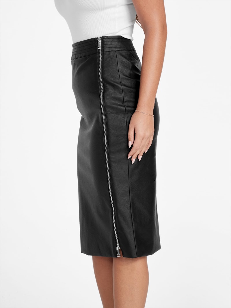Guess red leather skirt top