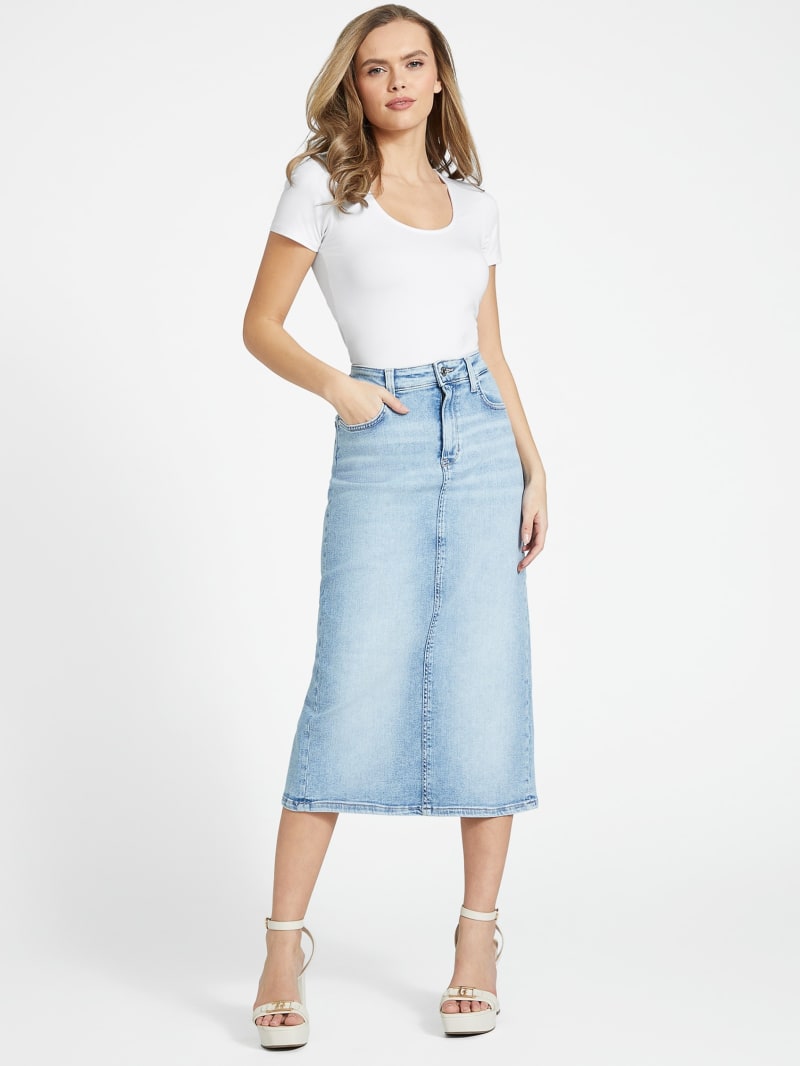 【WOOHWA】DENIM CUT MIDI SK Jason Wu Circle-Cut Denim Midi Skirt | Neiman Marcus