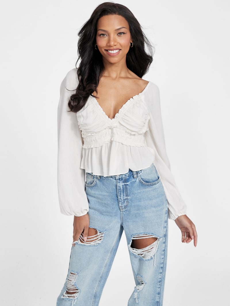 Luna Ruffle Top | GUESS Factory
