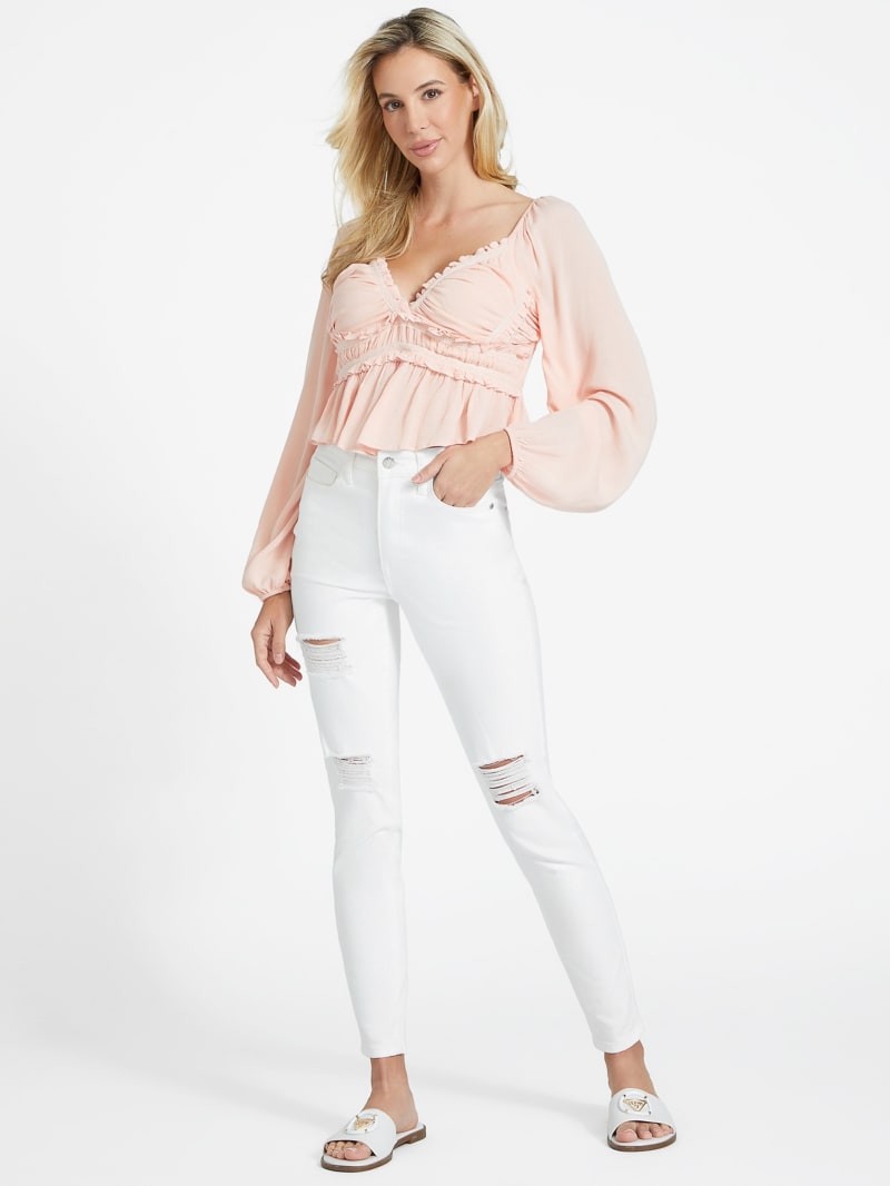 Luna Ruffle Top | GUESS Factory