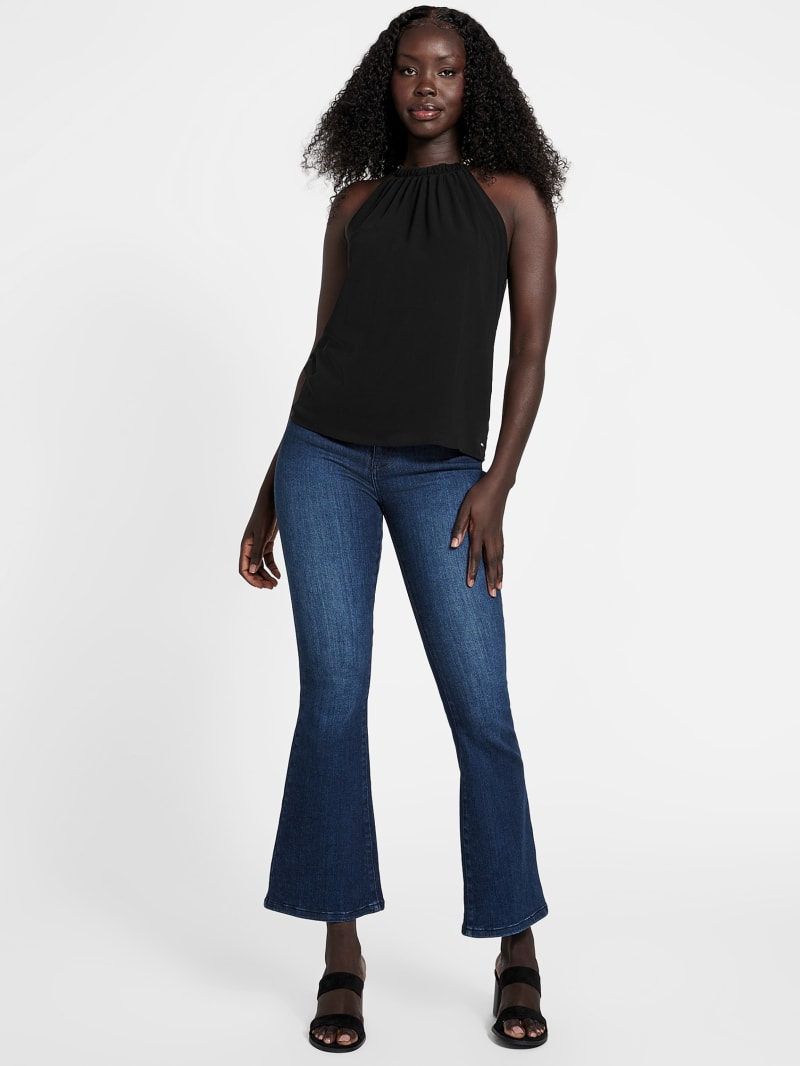 3WAY CUT TOPS&DOT HALTERNECK SET グレー 3/4 Sleeve Cutout Mockneck Pullover | White House Black Market