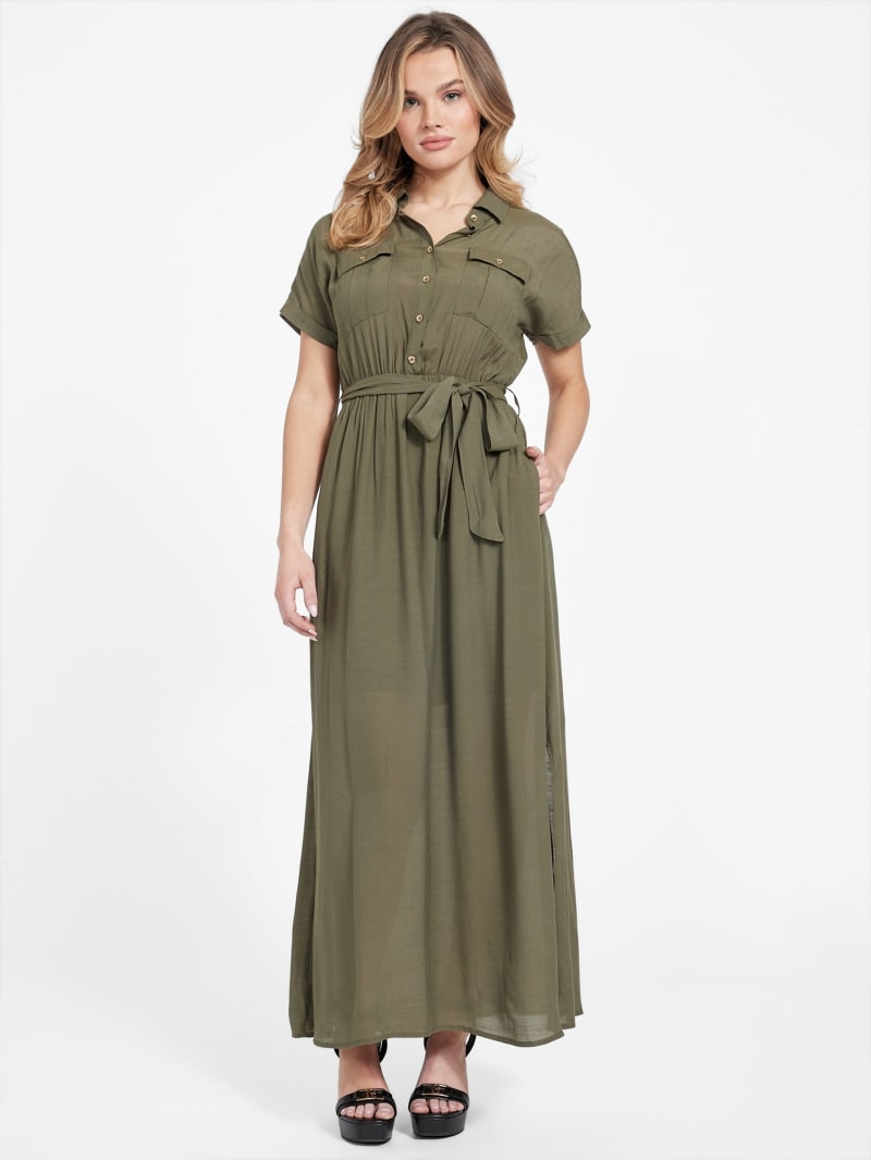 Khaki maxi shirt store dress