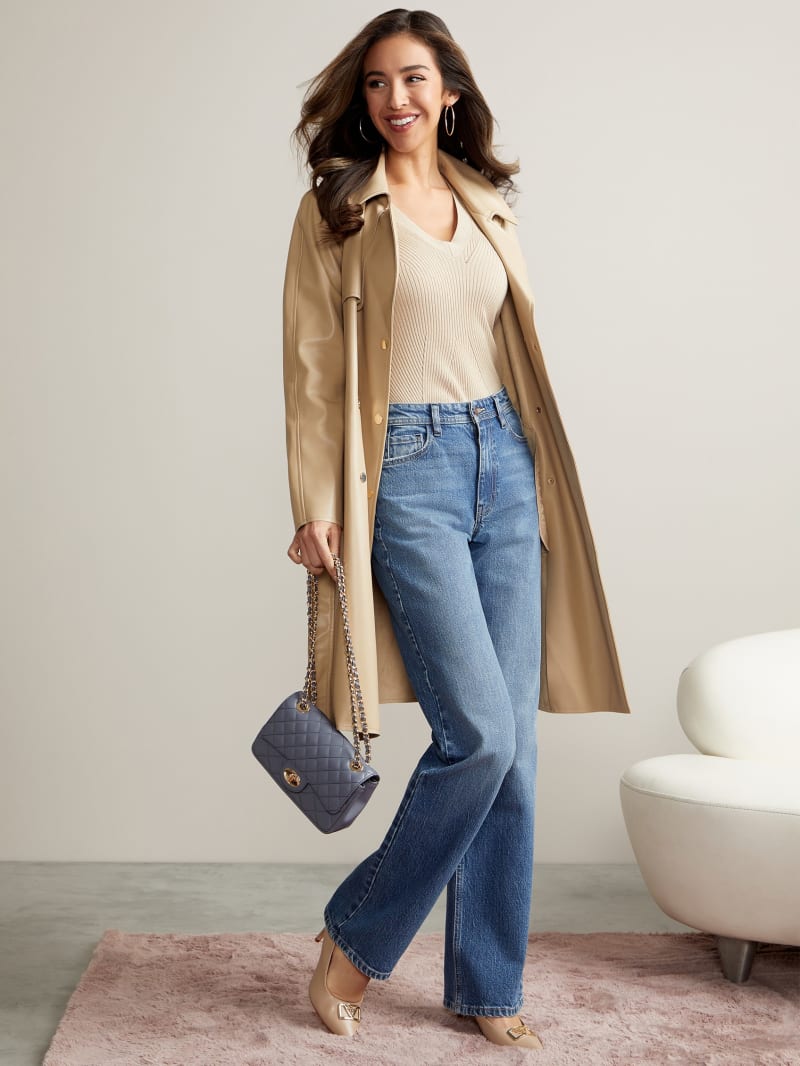 Rosalyn Faux-Leather Trench Coat | GUESS Factory