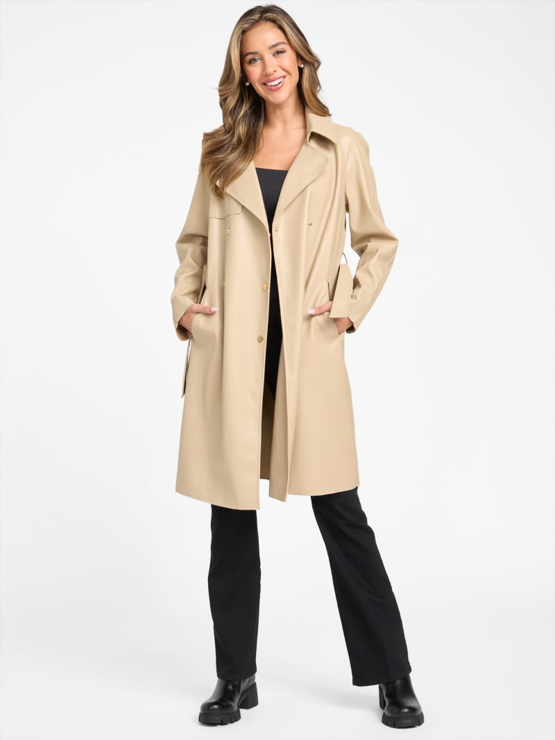Rosalyn Faux-Leather Trench Coat