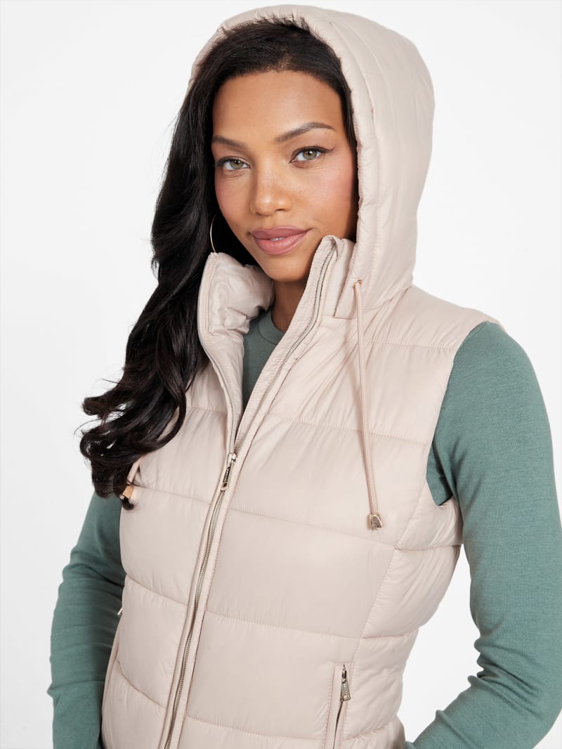 ダウンベスト HUECLOSET Two-way hooded padded vest SE566 Alberta Padded Vest | GUESS Factory