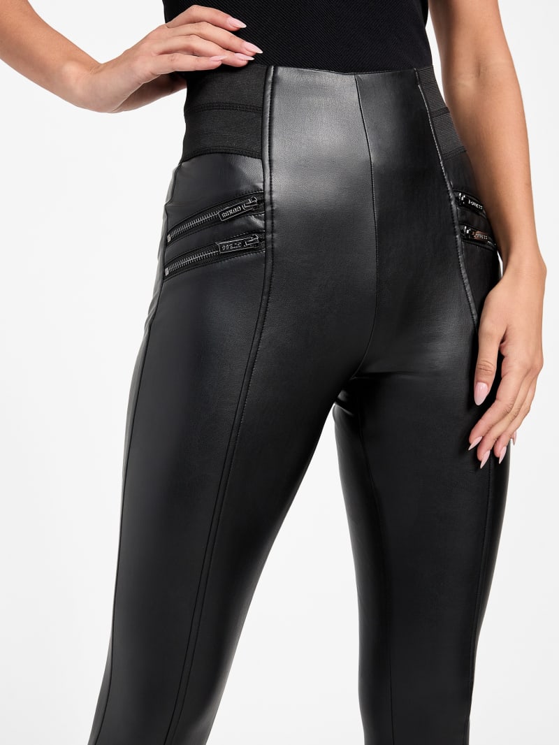 Upbeat & Energetic Black Leather Leggings - LEG3038BK