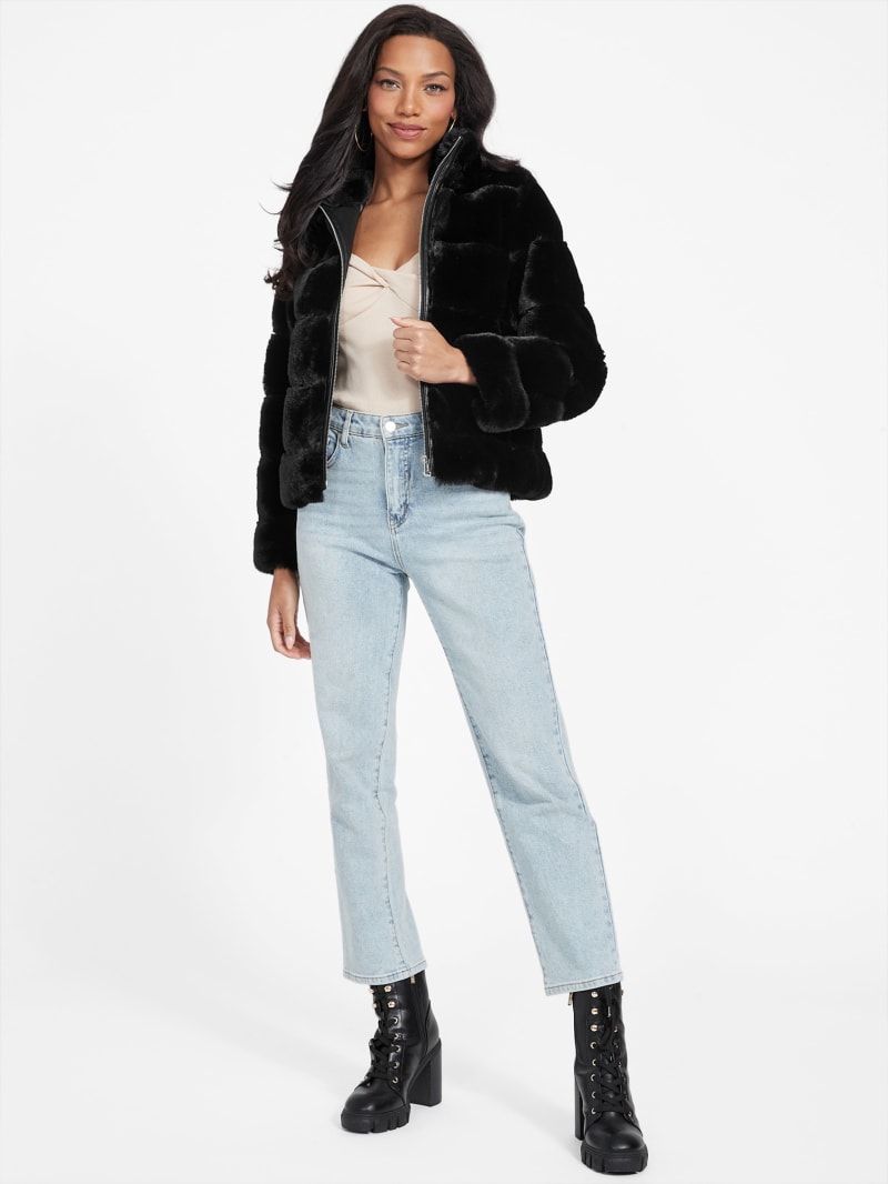 Langer Faux-Fur Puffer Jacket