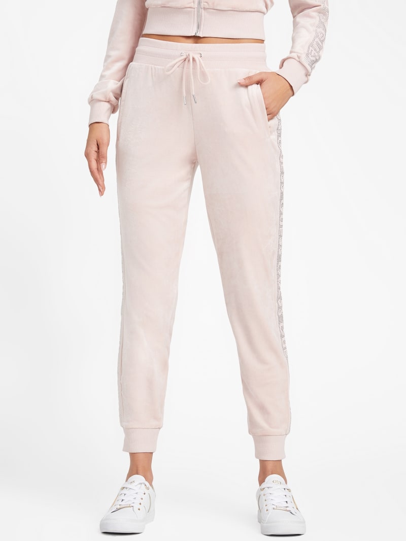 Pink velour joggers hotsell