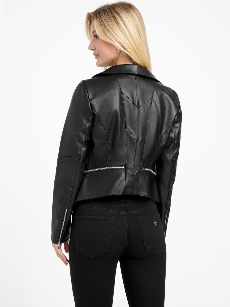 商品画像：BoShiNuo Women Belt Washed Leather Jacket Vintage Turn Down 3