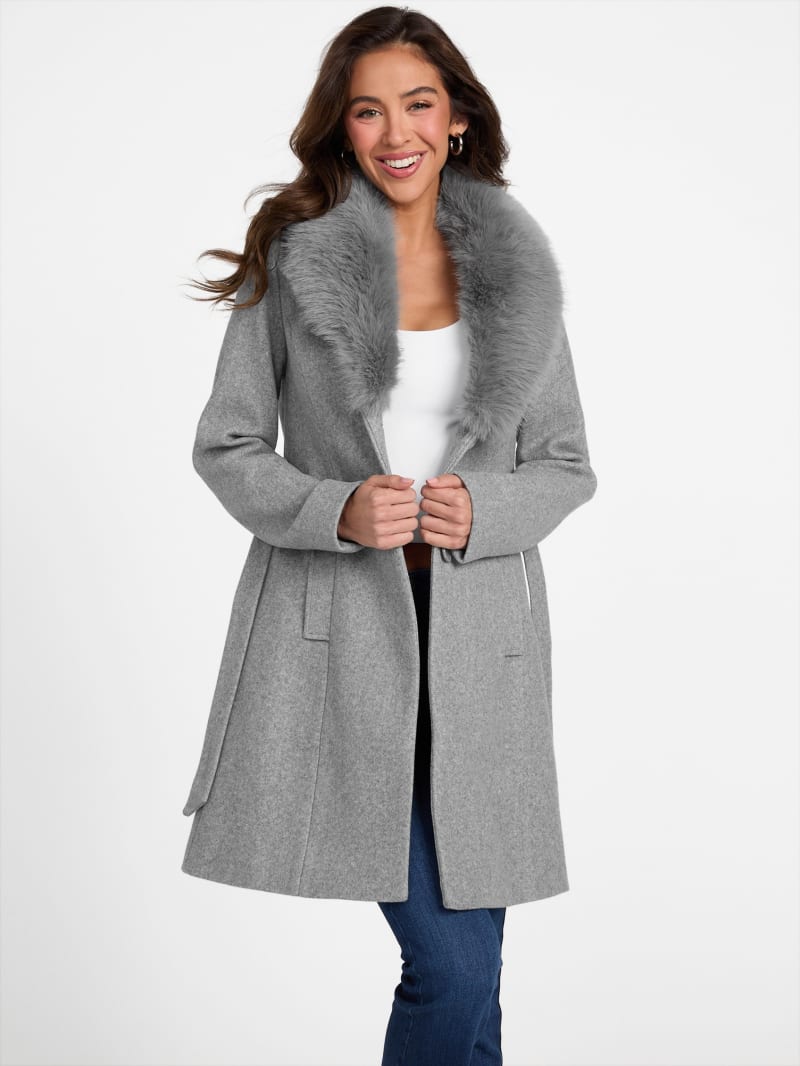Guess faux fur collar coat on sale