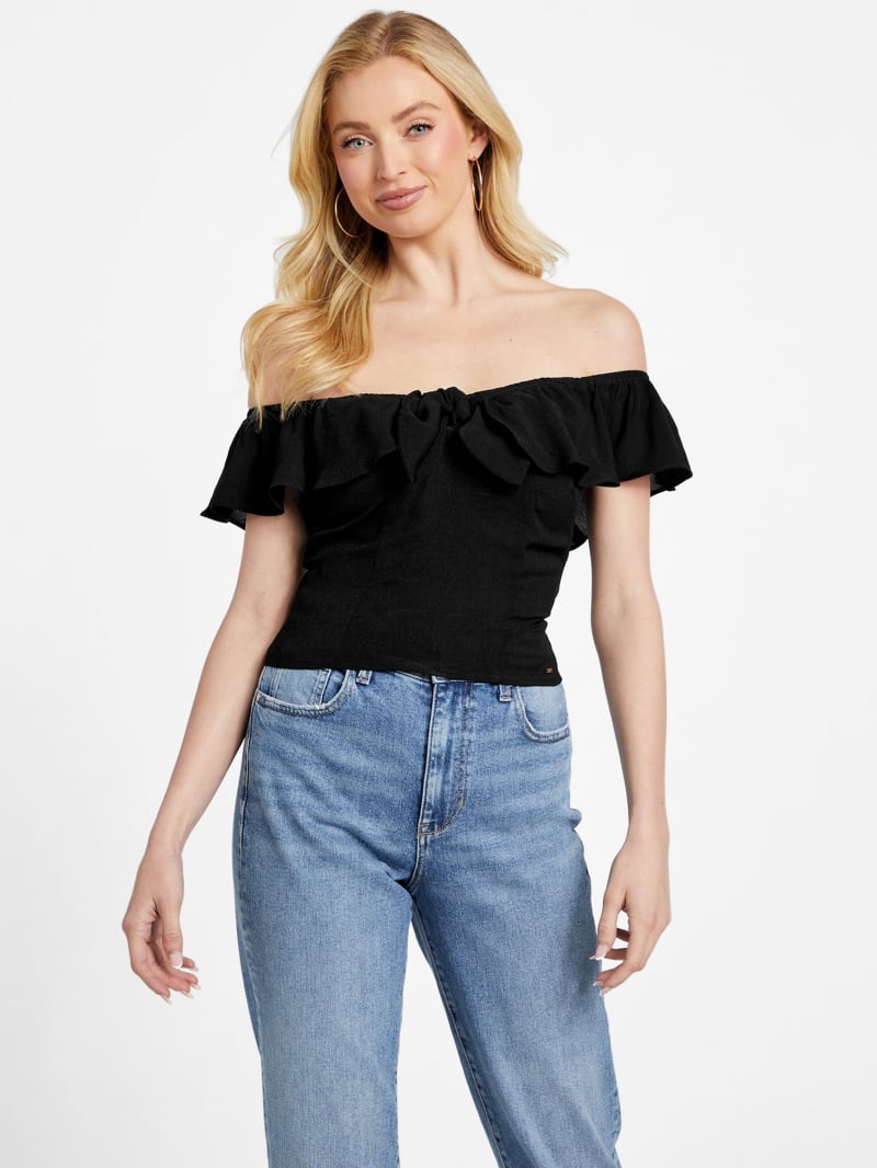 Factory Juno Off the shoulder Crop Top Black M