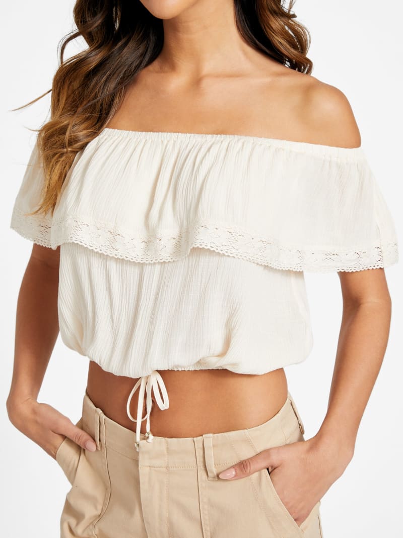 Belize Off-Shoulder Crop Top | GUESS Factory