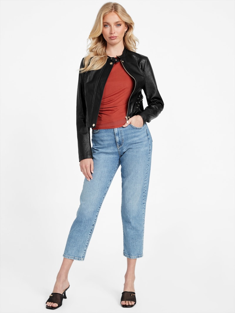 雰囲気抜群 ビッグサイズXXL GUESS レザー カーコート ブラック
