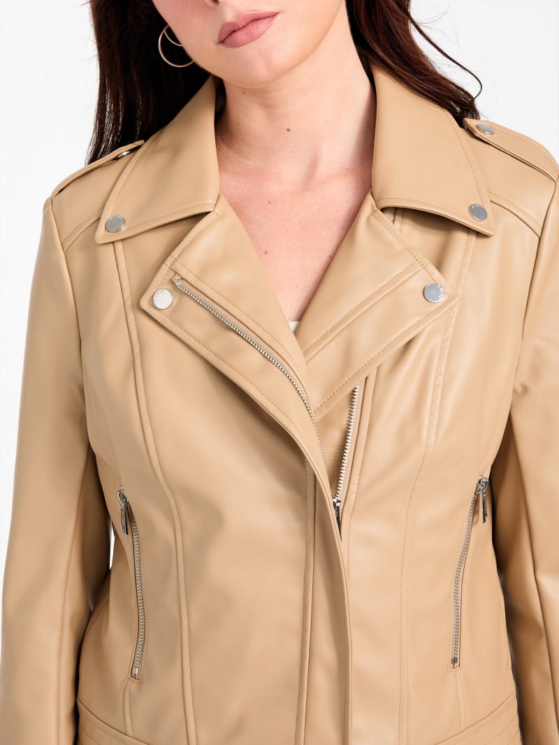 Zita Faux-Leather Moto Jacket