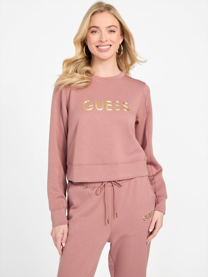 レディースウェア SQUARE RG LOGO MOCK TEE Tianna Mock-Neck Logo Sweater | GUESS Factory