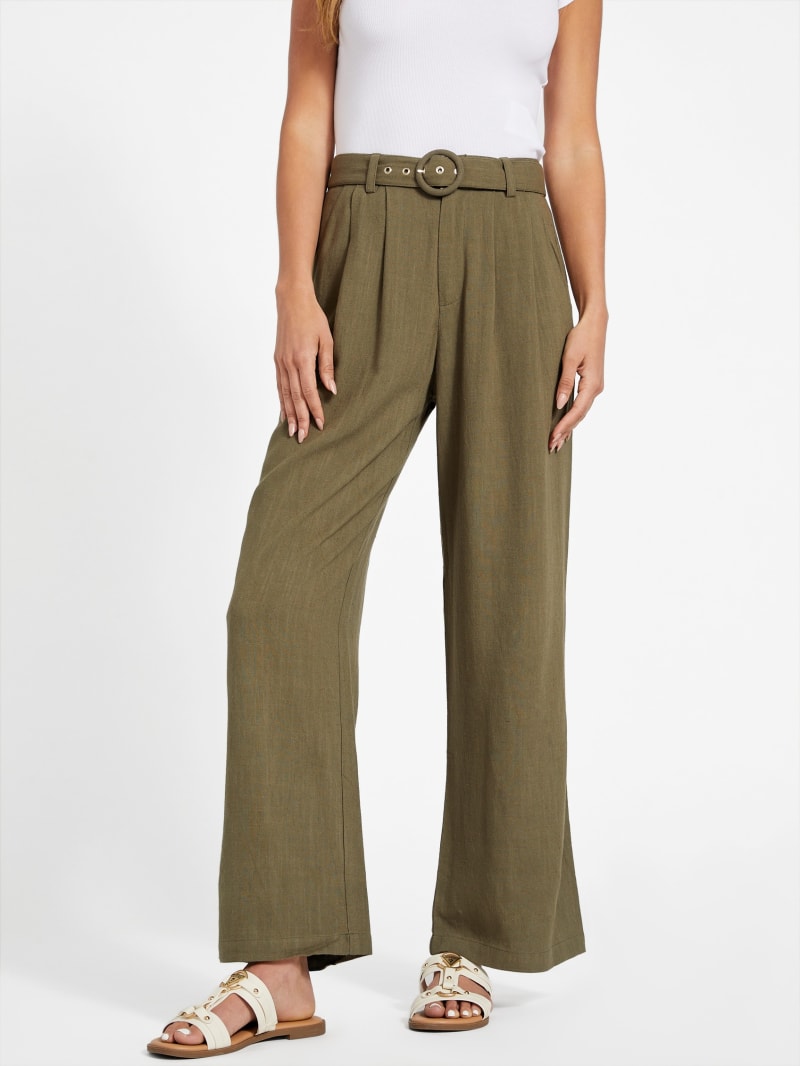 Factory Charlie Belted Linen Pants Gray S