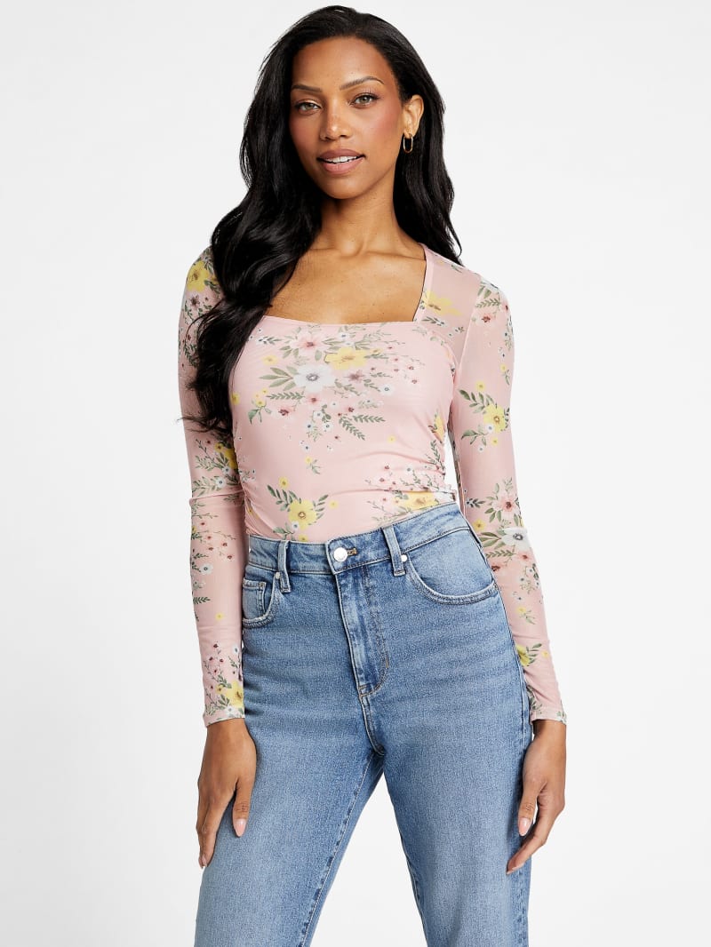 Factory Marcy Printed Top Pink L