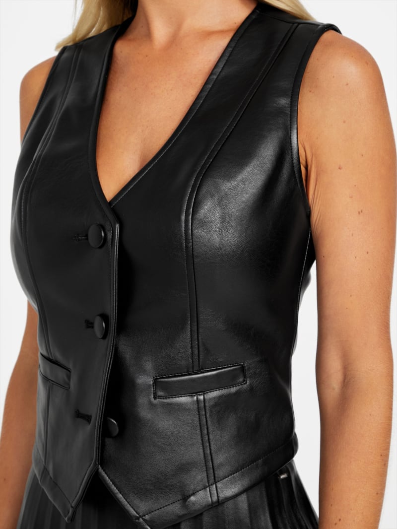 Abrina Faux-Leather Crop Vest | GUESS Factory
