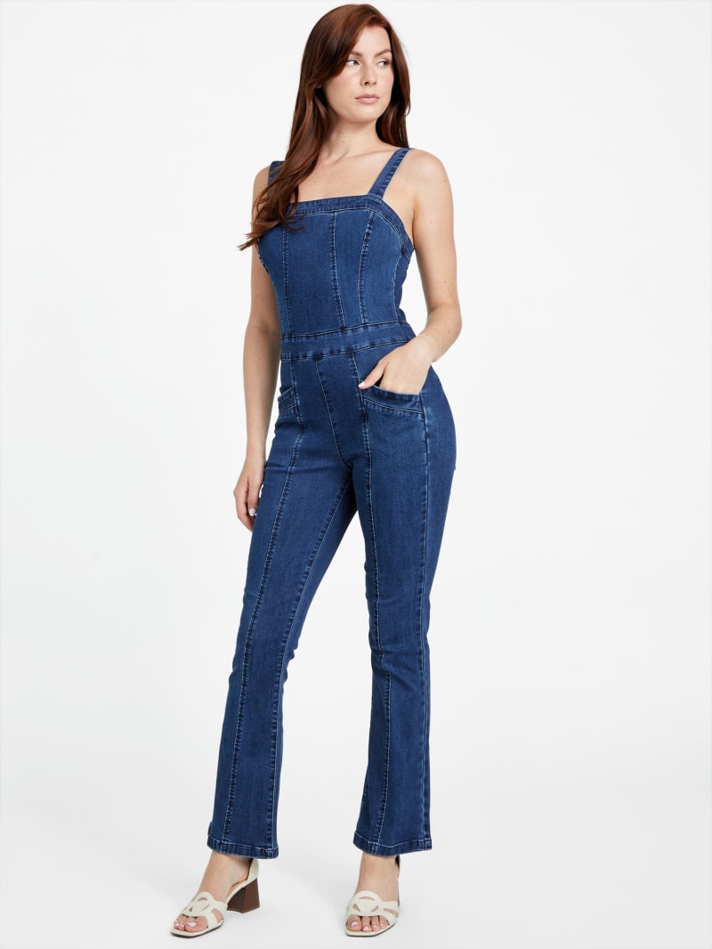 [新品] ゲス GUESS LAYLA DENIM JUMPSUIT GUESS Layla Sleeveless Denim Jumpsuit - Macy's