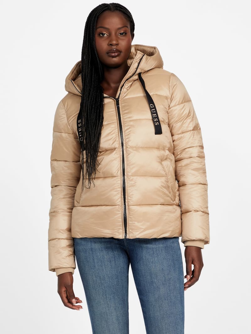 Malina Woven Puffer Jacket | GUESS Factory Ca