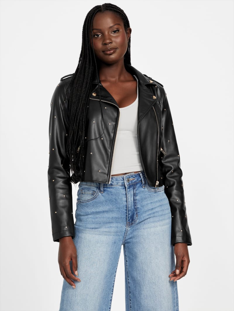 Tiana Faux-Leather Moto Jacket | GUESS Factory