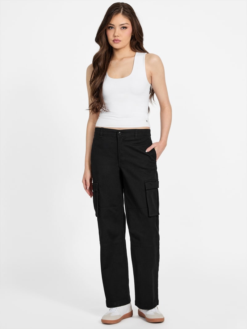 GUESS Women's Chris Cargo Pants - Stretch Nylon With Triangle Patch Logo
