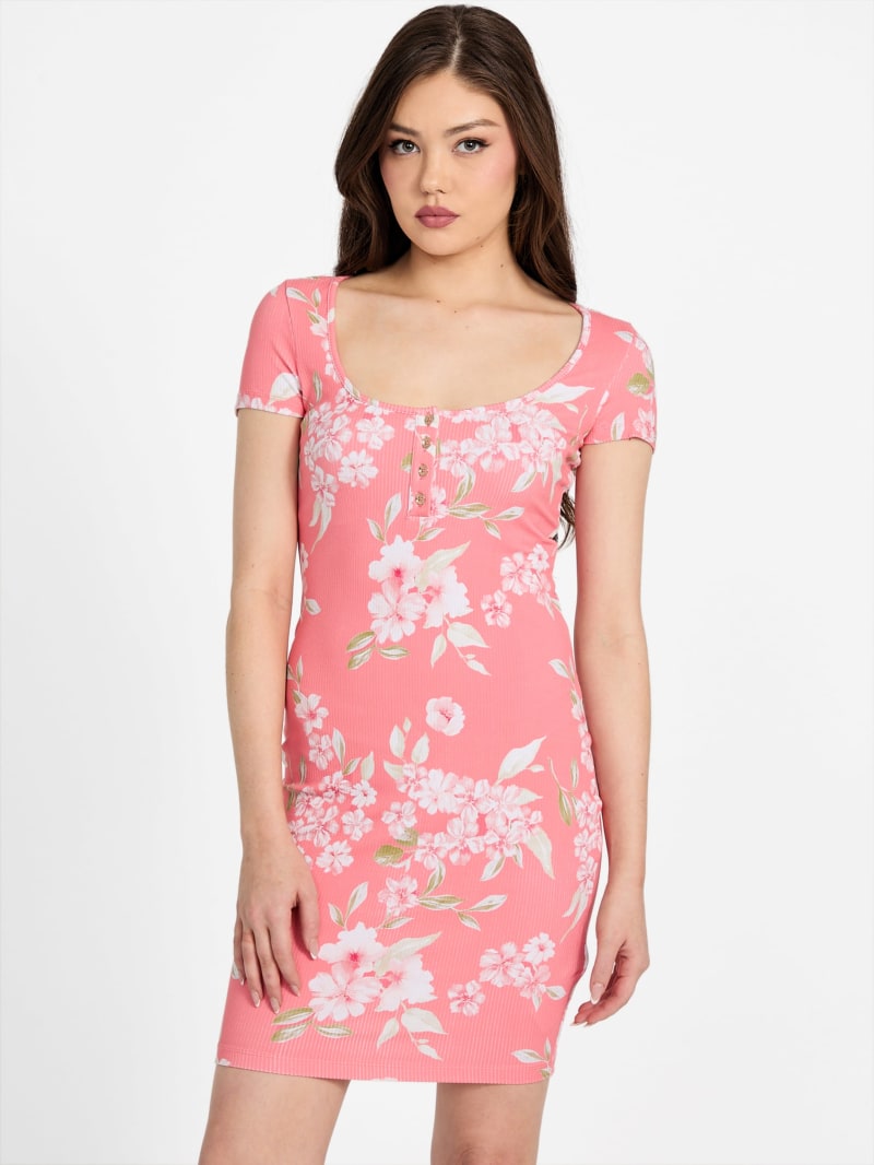 Kandy Floral Ribbed-Knit Dress | GUESS Factory