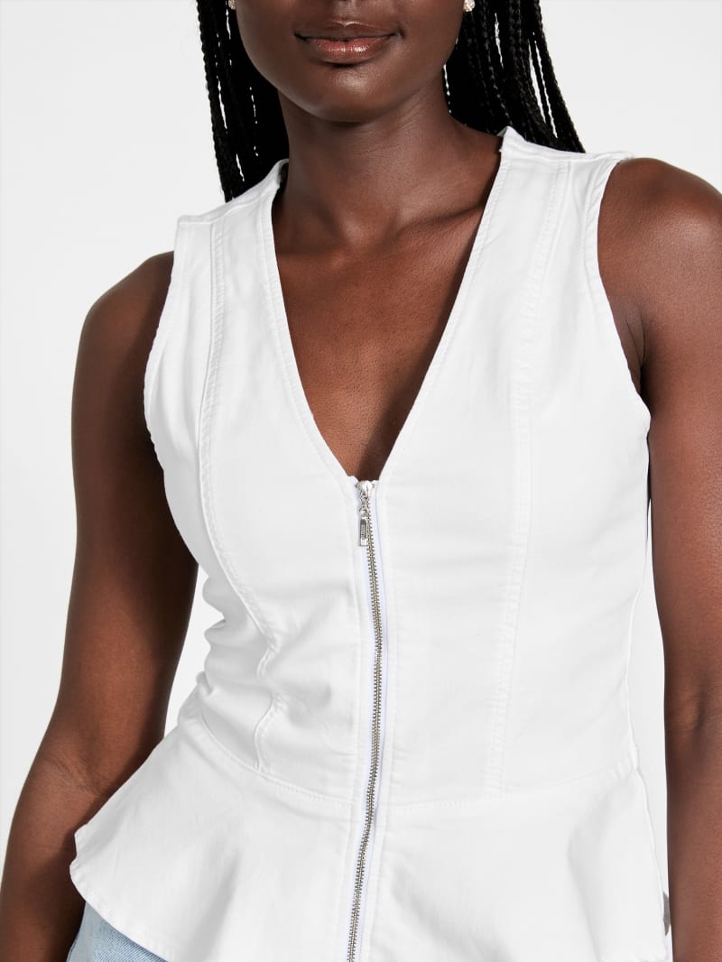 売れ筋商品|||ゲス カットソー トップス レディース Women's Blanche Peplum Top Pure White Flounce Sleeve Peplum Blouse Women Long Sleeve Square Neck