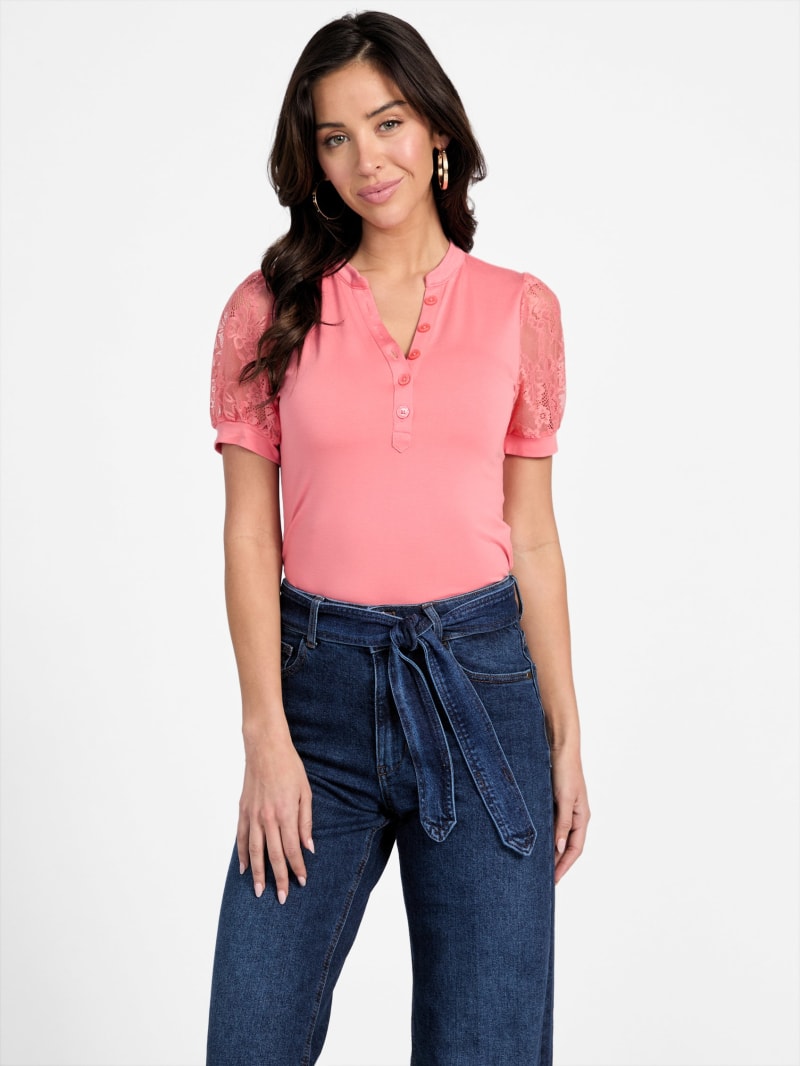 トップス Stacy laceup tops Stacy Lace Sleeve Top | GUESS Factory