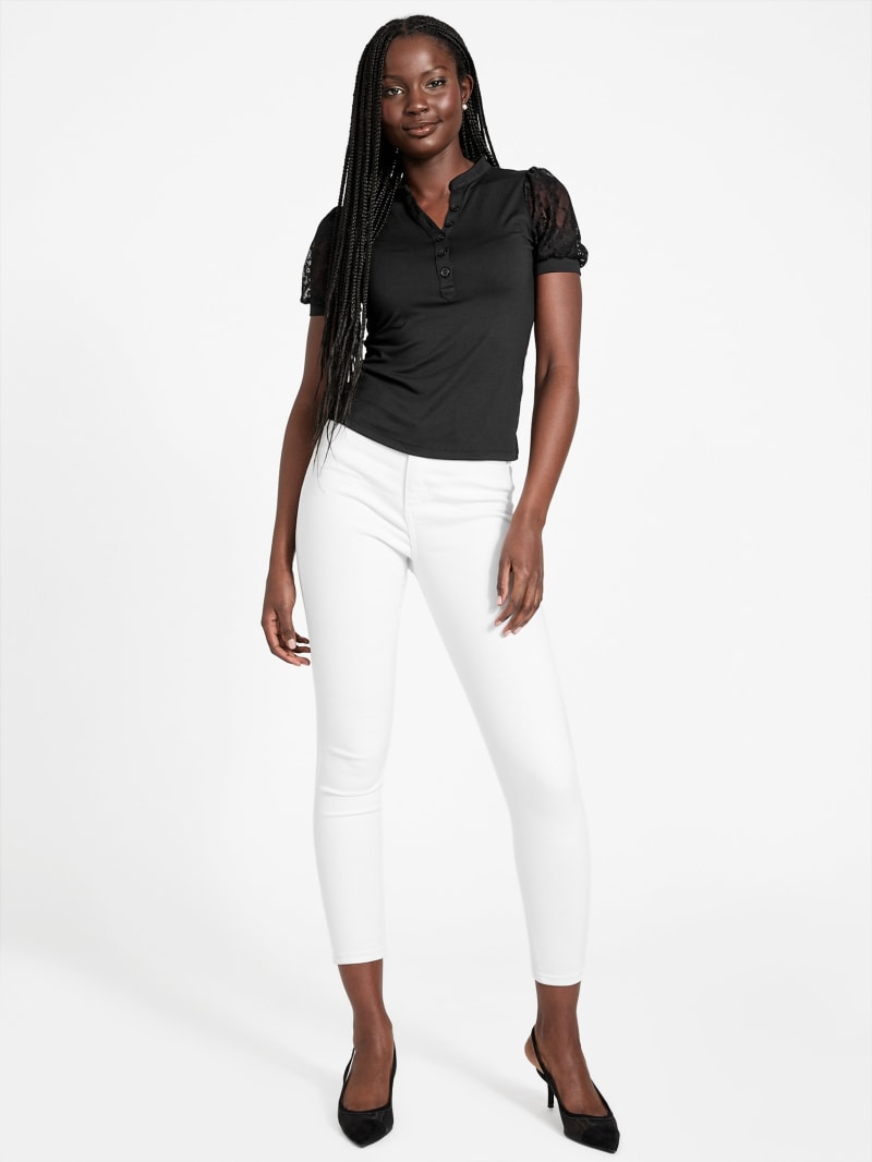 Stacy Lace Sleeve Top | GUESS Factory