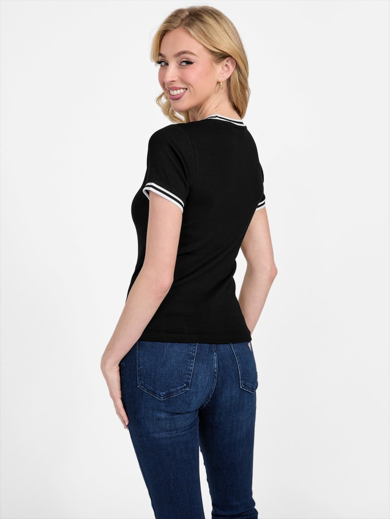 CARLA G. 売れ筋商品|||カーラ ジー Tシャツ トップス レディース T-shirts Black Eco Teddy Logo Tee | GUESS Factory