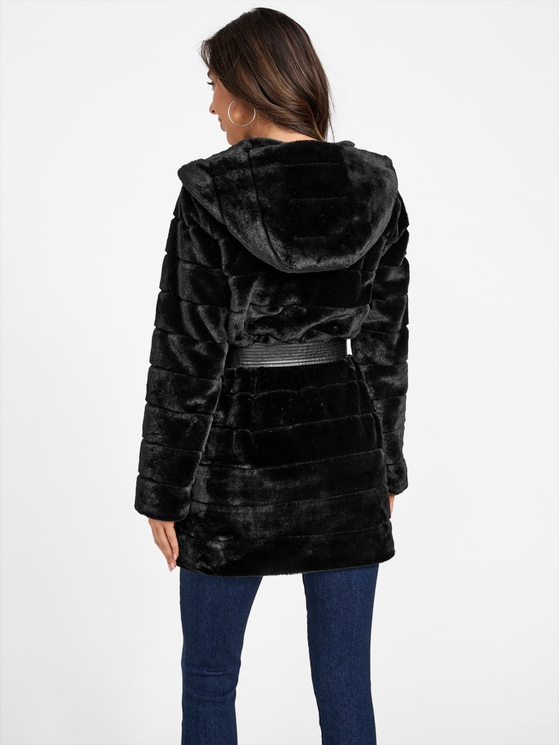 Factory Connie Hooded Faux fur Parka Black L