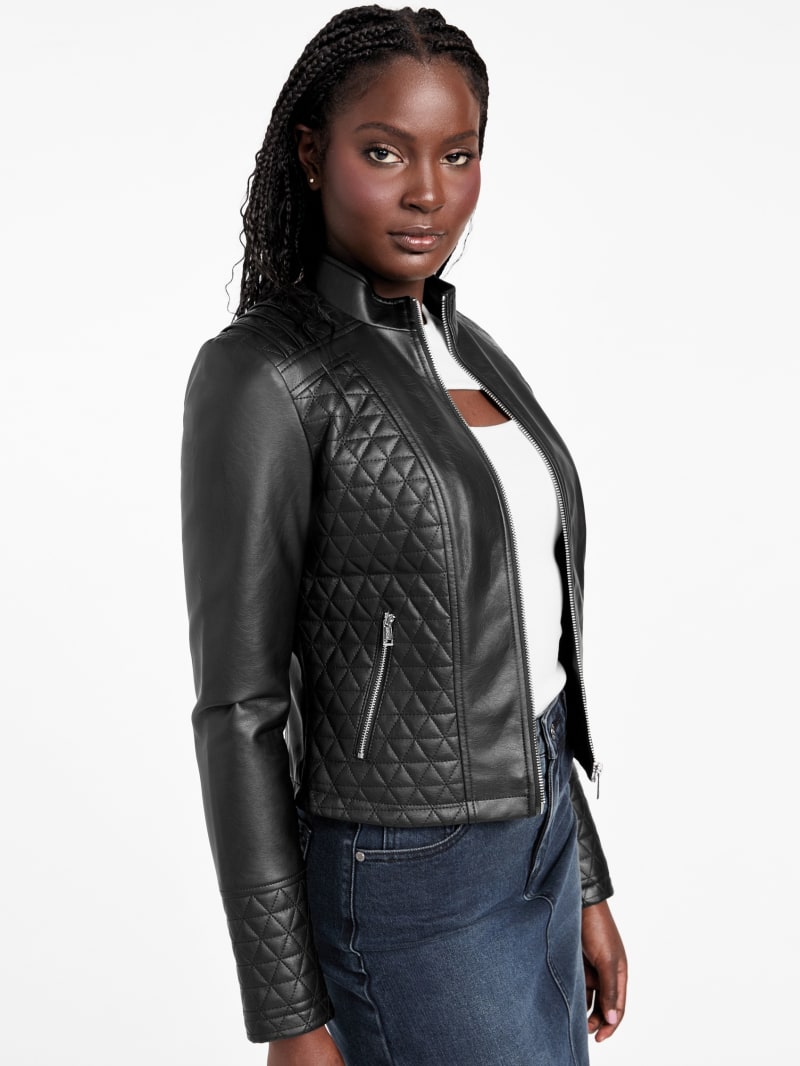 Iden Quilted Faux-Leather Jacket | GUESS Factory