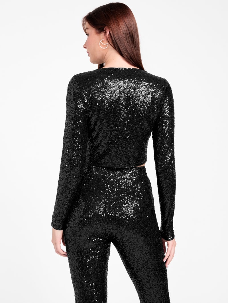 Hallie Sequin Crop Top | GUESS Factory Ca