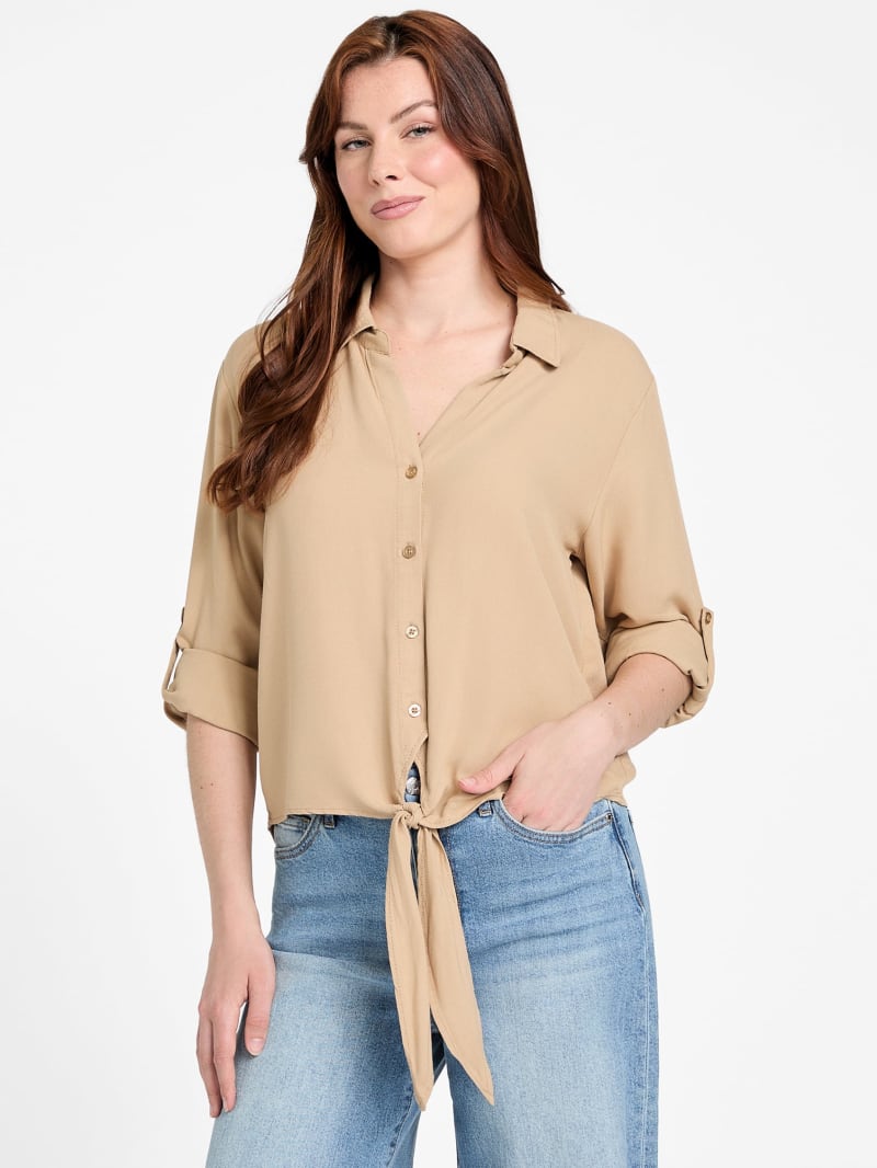 Jackson Twill Tie Shirt | GUESS Factory