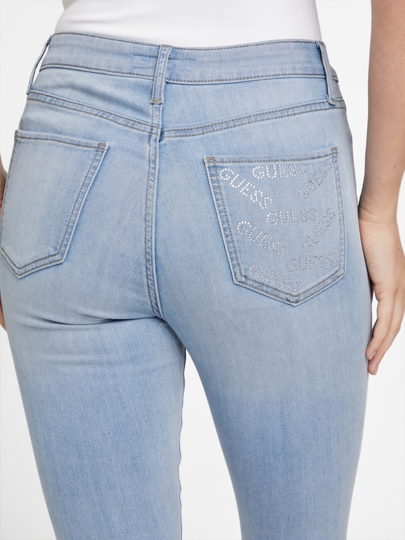 Eco Carina Mid-Rise Bling Pocket Skinny Jeans
