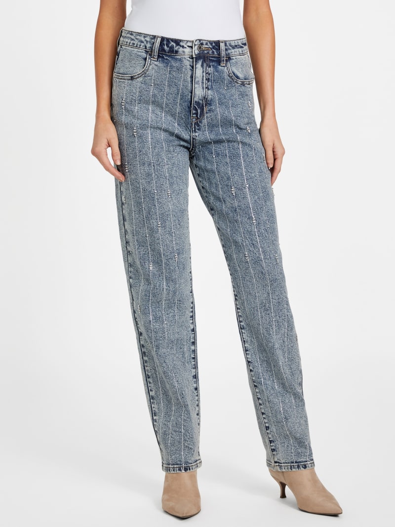 Rhinestone Gradient Straight Jeans