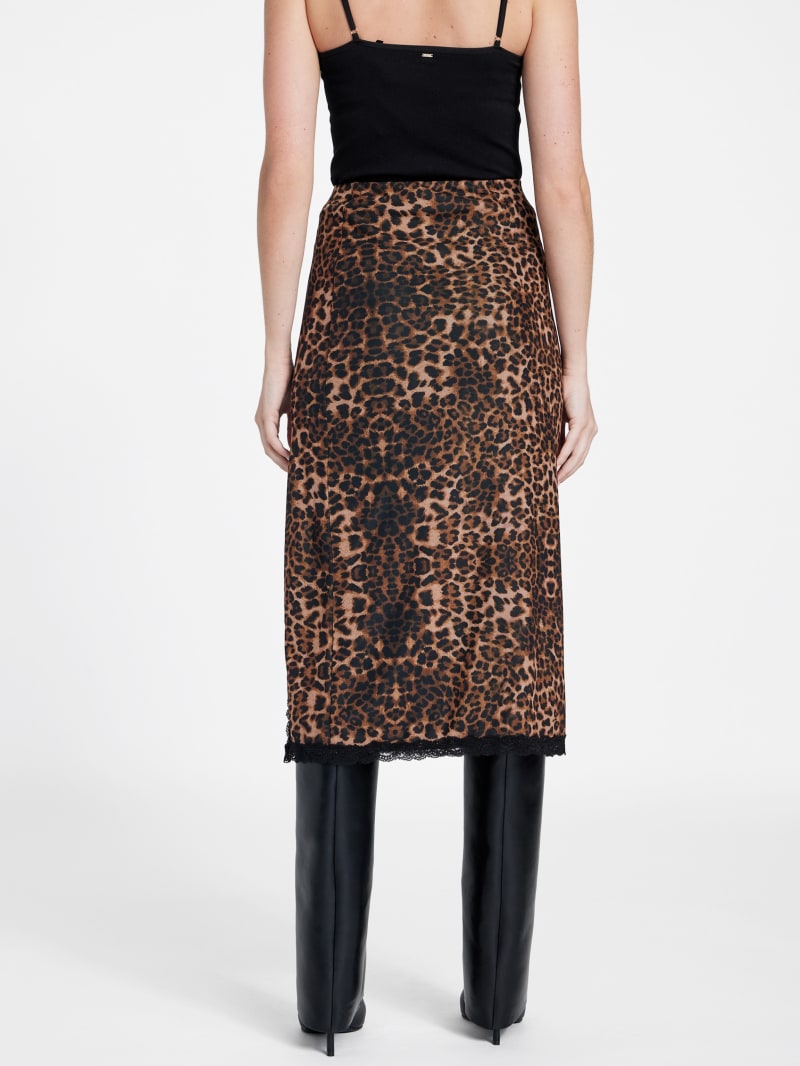 Tyra Leopard Mesh Midi Skirt