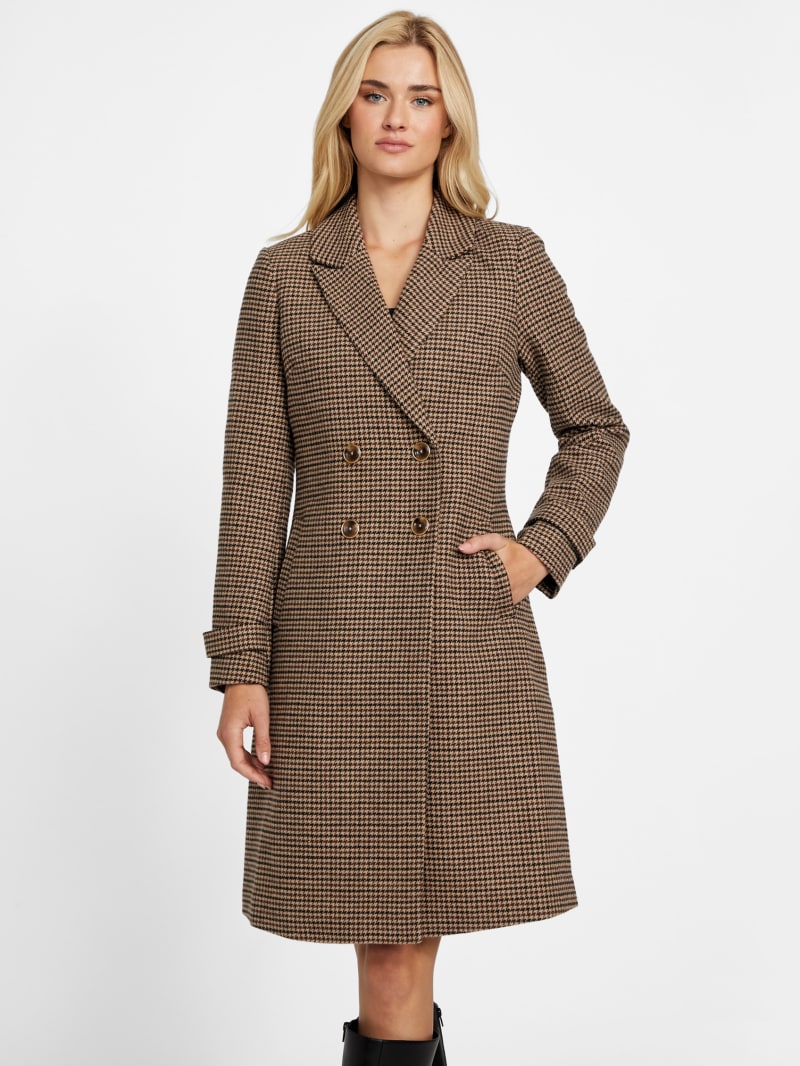 Ardo Houndstooth Trench Coat | GUESS Factory