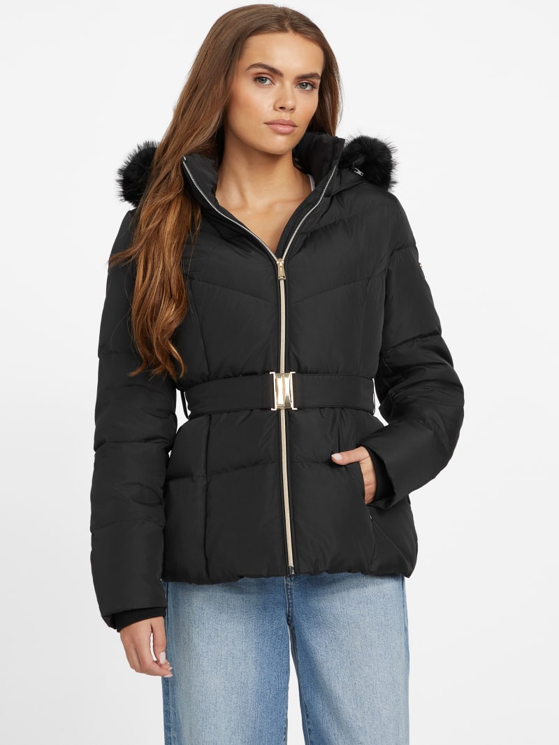 Sally Belted Real-Down Jacket | GUESS Factory
