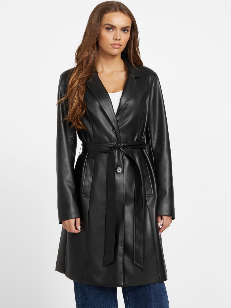 Cheryl Faux-Leather Trench Coat | GUESS Factory