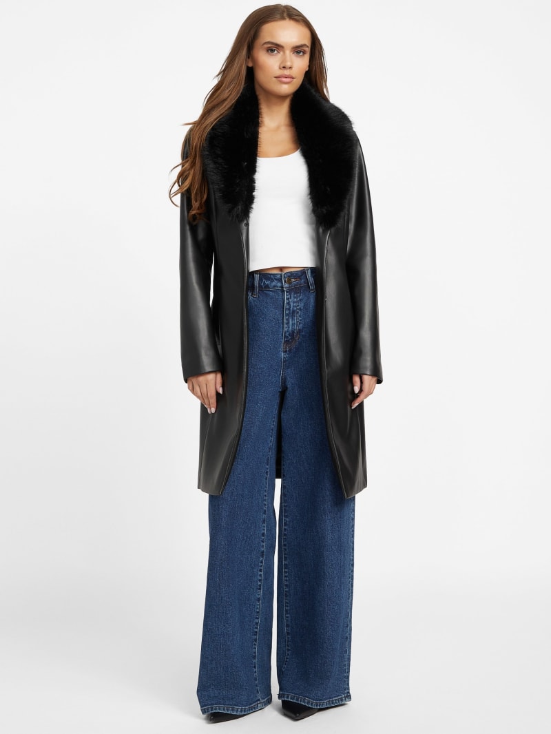 Cheryl Faux-Leather Trench Coat | GUESS Factory Ca