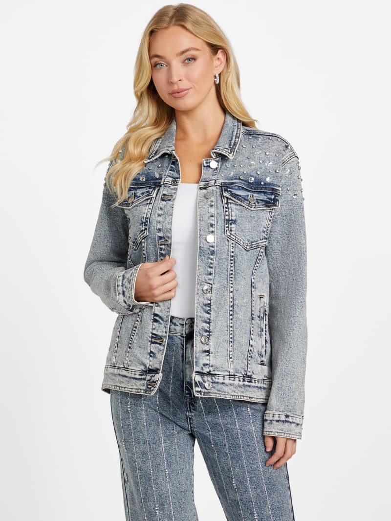 Arielle Embellished Denim Jacket | GUESS Factory
