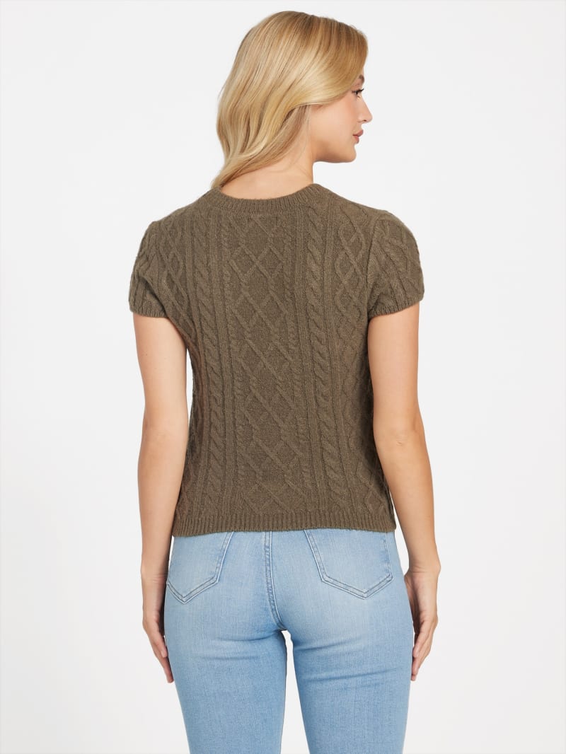 Vienna Cable-Knit Rhinestone Sweater | GUESS Factory